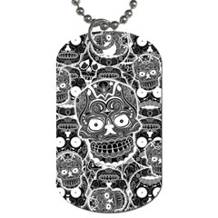 Sugar Skulls Bw Dog Tag (one Side) by ExtraGoodSauce