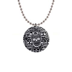 Sugar Skulls Bw 1  Button Necklace