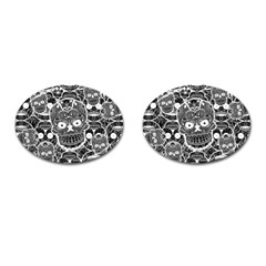 Sugar Skulls Bw Cufflinks (oval) by ExtraGoodSauce