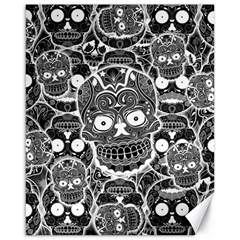 Sugar Skulls Bw Canvas 16  X 20  by ExtraAwesomeSauce