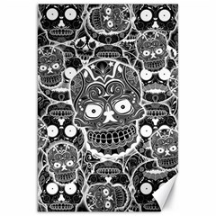 Sugar Skulls Bw Canvas 20  X 30  by ExtraGoodSauce