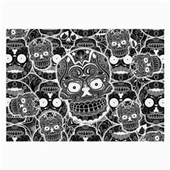 Sugar Skulls Bw Large Glasses Cloth (2 Sides) by ExtraGoodSauce