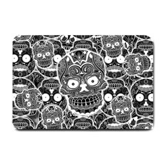 Sugar Skulls Bw Small Doormat  by ExtraGoodSauce