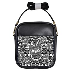 Sugar Skulls Bw Girls Sling Bag by ExtraGoodSauce