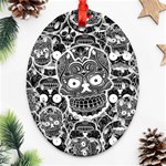 Sugar Skulls Bw Ornament (Oval Filigree) Front