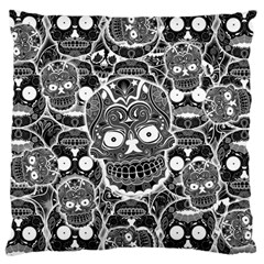 Sugar Skulls Bw Standard Flano Cushion Case (one Side) by ExtraGoodSauce