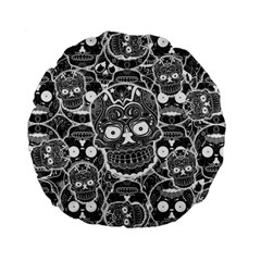 Sugar Skulls Bw Standard 15  Premium Flano Round Cushions by ExtraGoodSauce