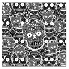 Sugar Skulls Bw Large Satin Scarf (square) by ExtraAwesomeSauce