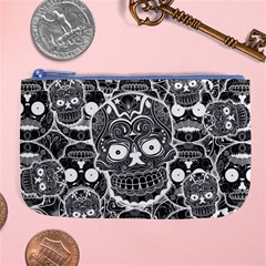 Sugar Skulls Bw Large Coin Purse by ExtraGoodSauce