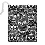 Sugar Skulls Bw Drawstring Pouch (4XL) Back