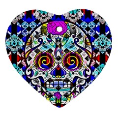 Sugar Skull Pattern 2 Ornament (heart) by ExtraGoodSauce