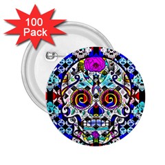 Sugar Skull Pattern 2 2 25  Buttons (100 Pack)  by ExtraGoodSauce