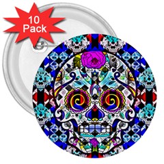 Sugar Skull Pattern 2 3  Buttons (10 Pack)  by ExtraAwesomeSauce