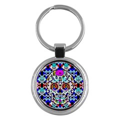 Sugar Skull Pattern 2 Key Chain (round) by ExtraGoodSauce