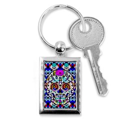 Sugar Skull Pattern 2 Key Chain (rectangle) by ExtraGoodSauce