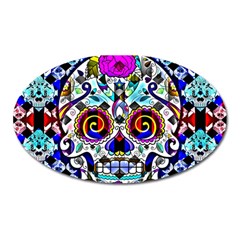 Sugar Skull Pattern 2 Oval Magnet by ExtraGoodSauce