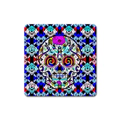 Sugar Skull Pattern 2 Square Magnet by ExtraGoodSauce