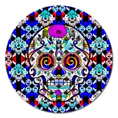 Sugar Skull Pattern 2 Magnet 5  (round) by ExtraGoodSauce