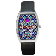 Sugar Skull Pattern 2 Barrel Style Metal Watch by ExtraGoodSauce