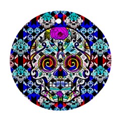 Sugar Skull Pattern 2 Round Ornament (two Sides) by ExtraGoodSauce