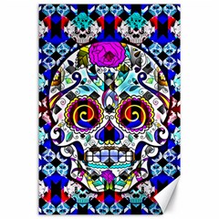 Sugar Skull Pattern 2 Canvas 24  X 36  by ExtraGoodSauce