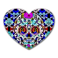 Sugar Skull Pattern 2 Heart Mousepads by ExtraGoodSauce