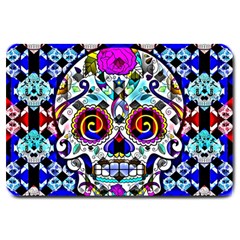 Sugar Skull Pattern 2 Large Doormat  by ExtraGoodSauce