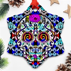 Sugar Skull Pattern 2 Snowflake Ornament (two Sides) by ExtraGoodSauce