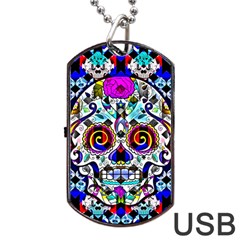 Sugar Skull Pattern 2 Dog Tag Usb Flash (two Sides) by ExtraGoodSauce