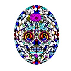 Sugar Skull Pattern 2 Oval Filigree Ornament (two Sides) by ExtraGoodSauce