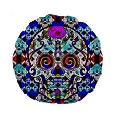 Sugar Skull Pattern 2 Standard 15  Premium Round Cushions by ExtraGoodSauce