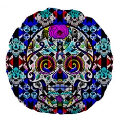 Sugar Skull Pattern 2 Large 18  Premium Round Cushions by ExtraGoodSauce