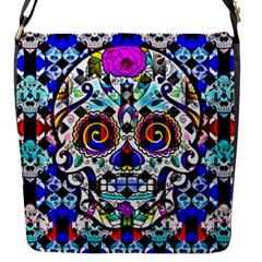 Sugar Skull Pattern 2 Flap Closure Messenger Bag (s) by ExtraGoodSauce