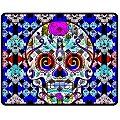 Sugar Skull Pattern 2 Double Sided Fleece Blanket (medium)  by ExtraAwesomeSauce