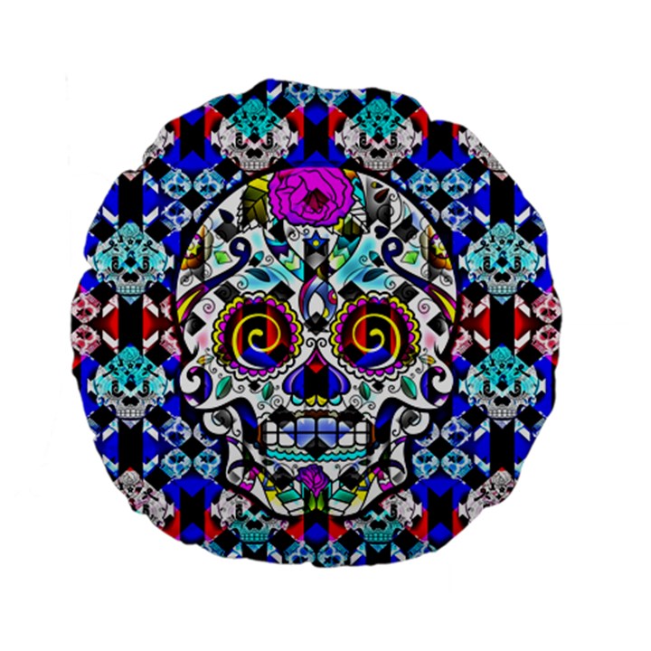 Sugar Skull Pattern 2 Standard 15  Premium Flano Round Cushions