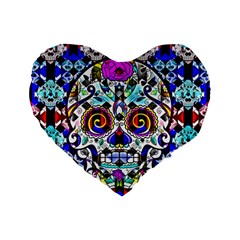 Sugar Skull Pattern 2 Standard 16  Premium Flano Heart Shape Cushions by ExtraGoodSauce