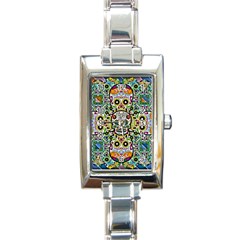 Sugar Skulls Pattern Rectangle Italian Charm Watch by ExtraGoodSauce