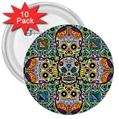 Sugar Skulls Pattern 3  Buttons (10 Pack)  by ExtraAwesomeSauce