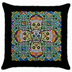 Sugar Skulls Pattern Throw Pillow Case (black) by ExtraGoodSauce