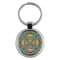 Sugar Skulls Pattern Key Chain (round) by ExtraGoodSauce