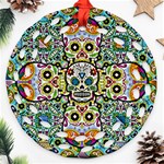 Sugar Skulls Pattern Round Filigree Ornament (Two Sides) Back