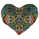 Sugar Skulls Pattern Large 19  Premium Heart Shape Cushions Back