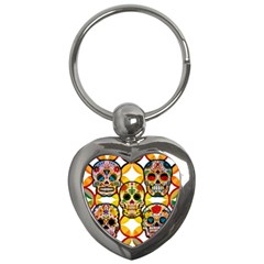 Sugar Skulls Key Chain (heart) by ExtraGoodSauce