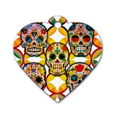 Sugar Skulls Dog Tag Heart (one Side) by ExtraAwesomeSauce