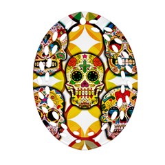 Sugar Skulls Oval Filigree Ornament (two Sides) by ExtraGoodSauce