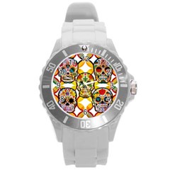 Sugar Skulls Round Plastic Sport Watch (l) by ExtraGoodSauce