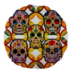 Sugar Skulls Large 18  Premium Flano Round Cushions by ExtraGoodSauce