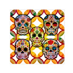 Sugar Skulls Small Satin Scarf (square) by ExtraGoodSauce