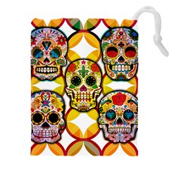 Sugar Skulls Drawstring Pouch (5xl) by ExtraGoodSauce