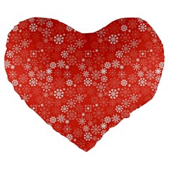 Christmas Snowflakes Large 19  Premium Heart Shape Cushions by ExtraGoodSauce